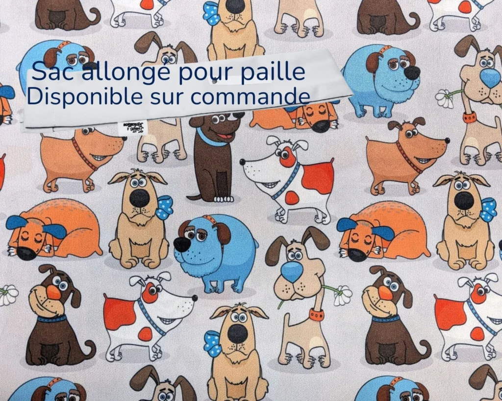 Sac allongé pour pailles Taille & Retailles en tissu Chiens rigolos - disponible sur commande