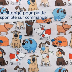 Sac allongé pour pailles Taille & Retailles en tissu Chiens rigolos - disponible sur commande